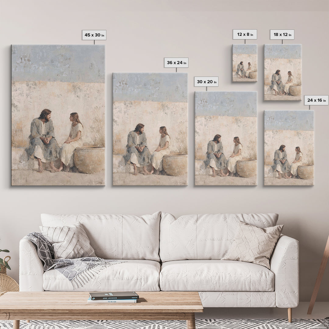Living Water Grace – Framed Canvas Print – Christian Art Canvas – Christian Wall Art – Jesus Painting – Subtle Christian Art – Christian Gi
