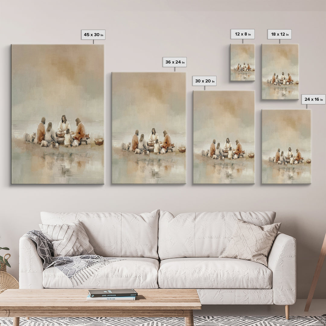 Flock Circle Light | Framed Canvas Print | Christian Wall Art | Christian Art Canvas | Jesus Painting | Christian Decor | Subtle Christian