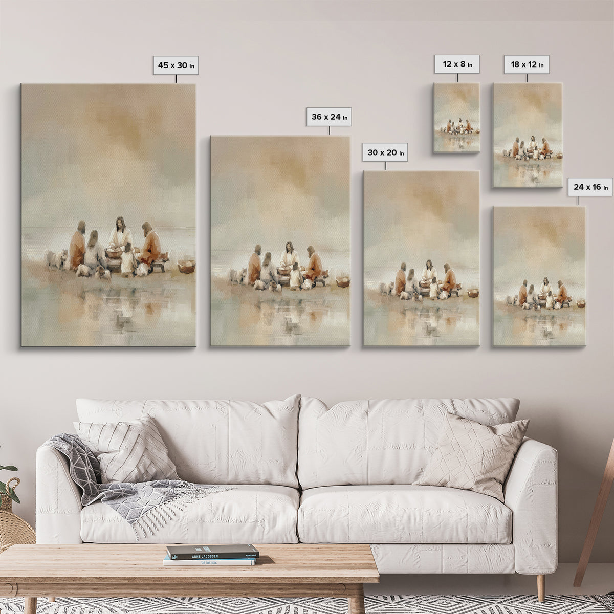 Flock Circle Light | Framed Canvas Print | Christian Wall Art | Christian Art Canvas | Jesus Painting | Christian Decor | Subtle Christian