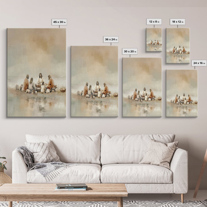 Flock Circle Light | Framed Canvas Print | Christian Wall Art | Christian Art Canvas | Jesus Painting | Christian Decor | Subtle Christian