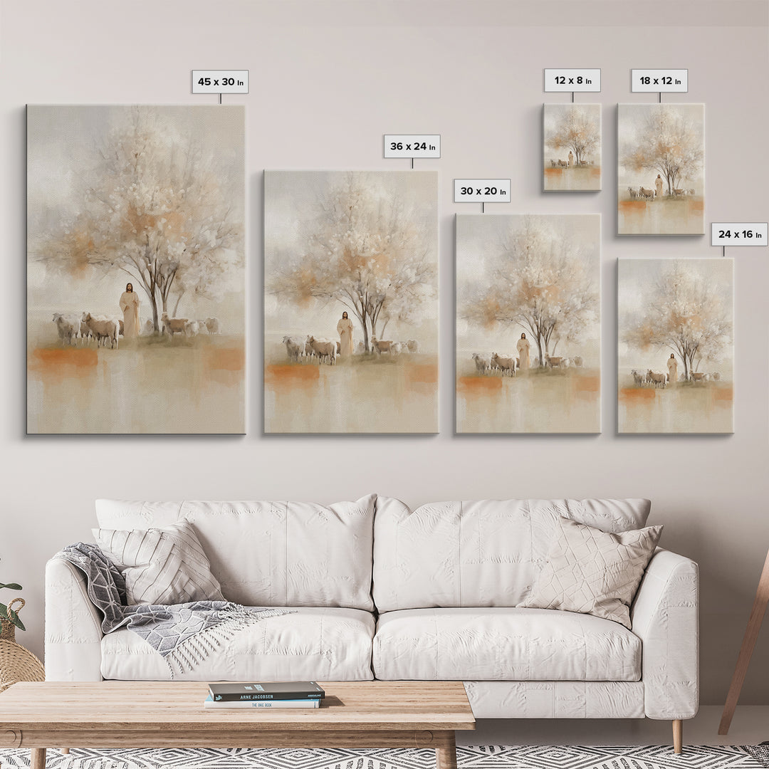 Quiet Orchard Watch, Framed Canvas Print, Christian Wall Art, Christian Art Canvas, Jesus Painting, Christian Decor, Minimalist Christian A