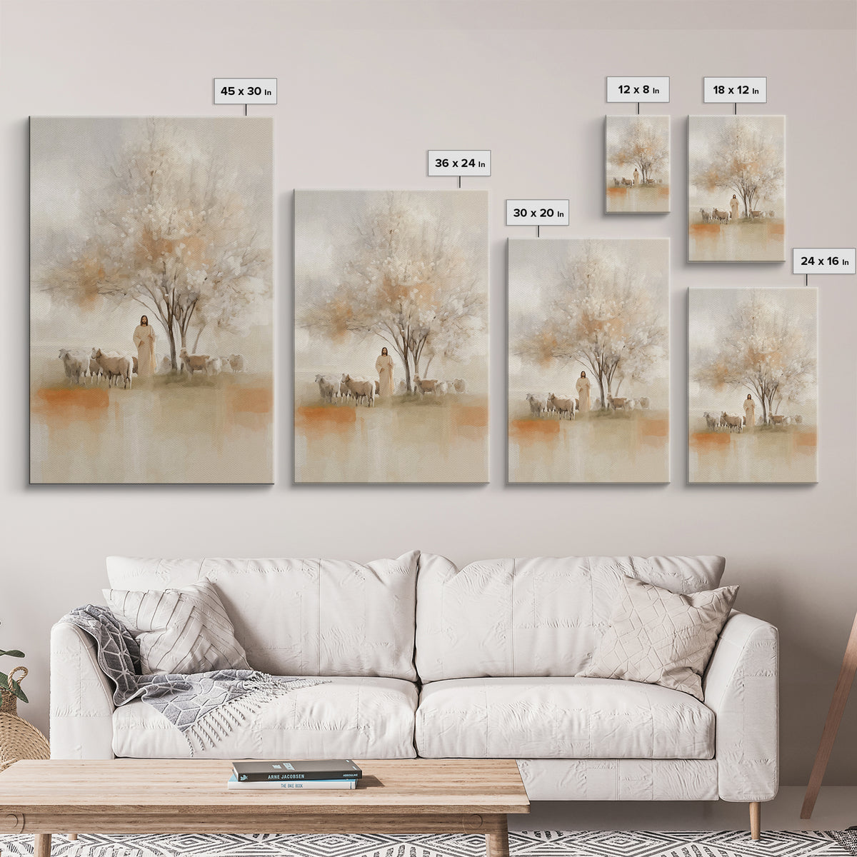 Quiet Orchard Watch, Framed Canvas Print, Christian Wall Art, Christian Art Canvas, Jesus Painting, Christian Decor, Minimalist Christian A