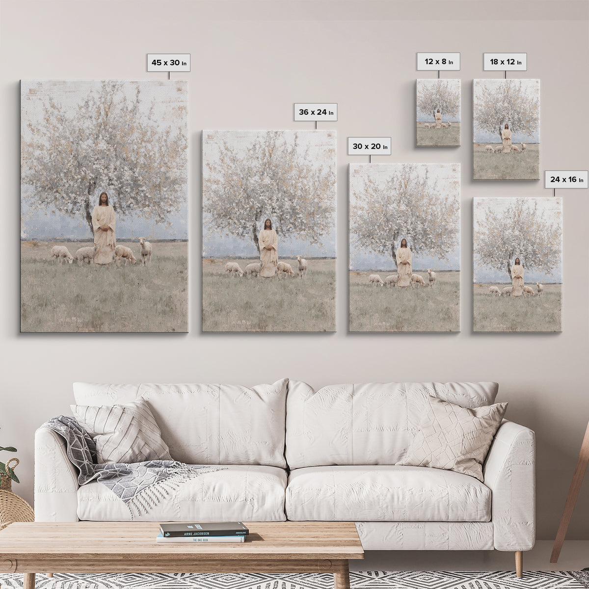 Shepherd Of Peace | Framed Canvas Print | Christian Art Canvas | Christian Wall Art | Jesus Painting | Minimalist Christian Art | Christian