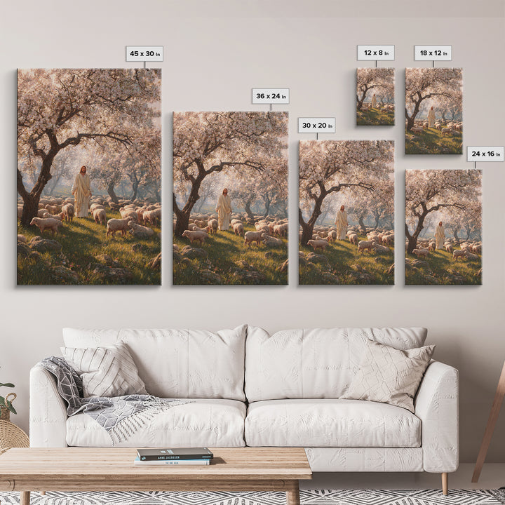 Orchard Flock Light, Framed Canvas Print, Christian Art Canvas, Jesus Painting, Christian Wall Art, Christian Art Prints, Christian Decor,