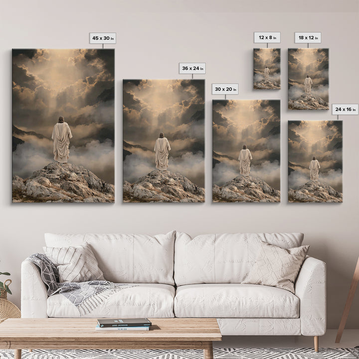 Summit Light Prayer, Framed Canvas Print, Christian Art Canvas, Christian Wall Art, Jesus Painting, Moody Christian Art, Christian Decor, C