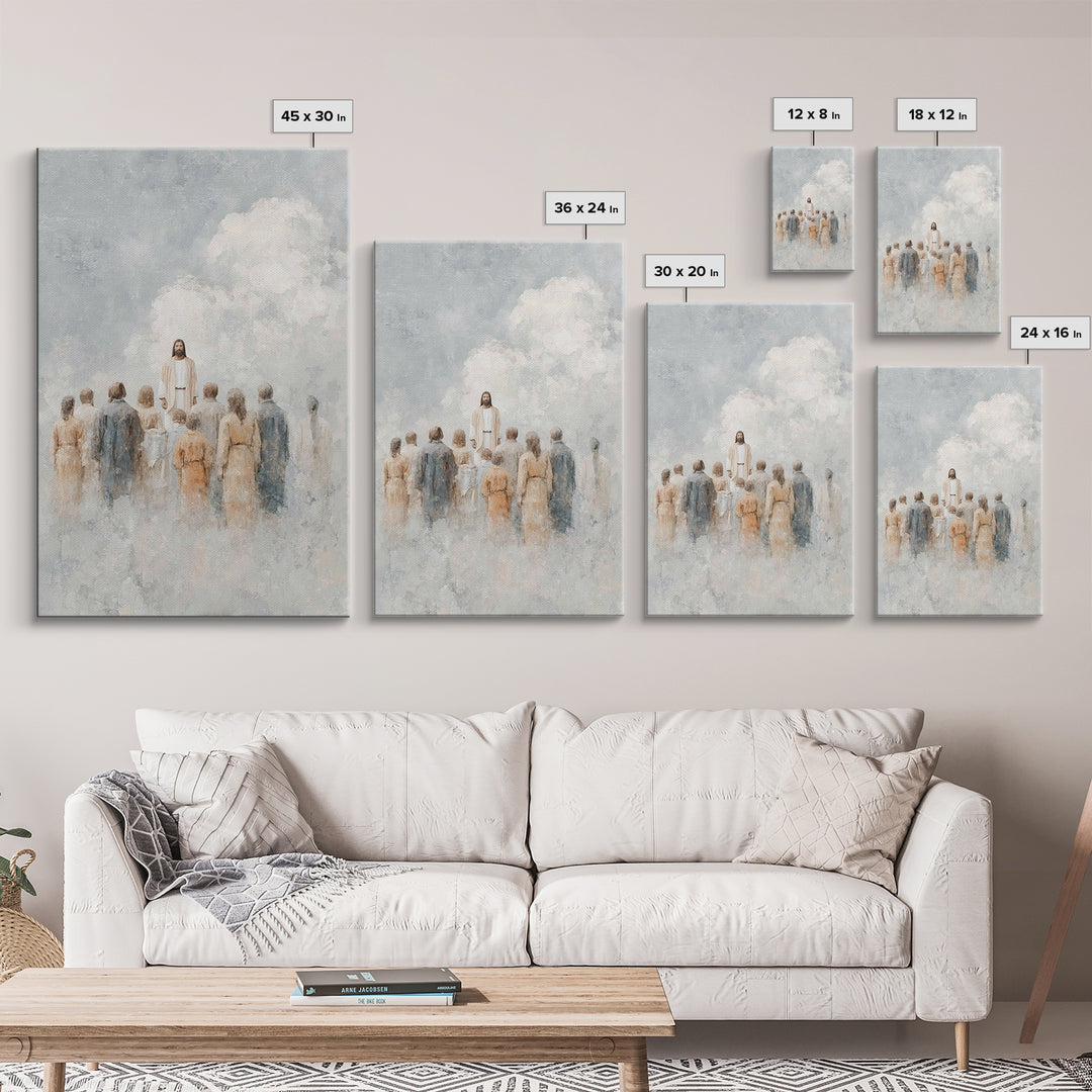Ascension Amid Clouds – Framed Canvas Print – Christian Art Canvas – Christian Wall Art – Christian Art – Jesus Painting – Christian Decor