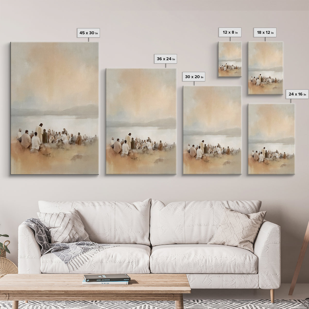 Shoreline Teaching Light | Framed Canvas Print | Christian Art Canvas | Christian Wall Art | Jesus Painting | Christian Art | Christian Dec