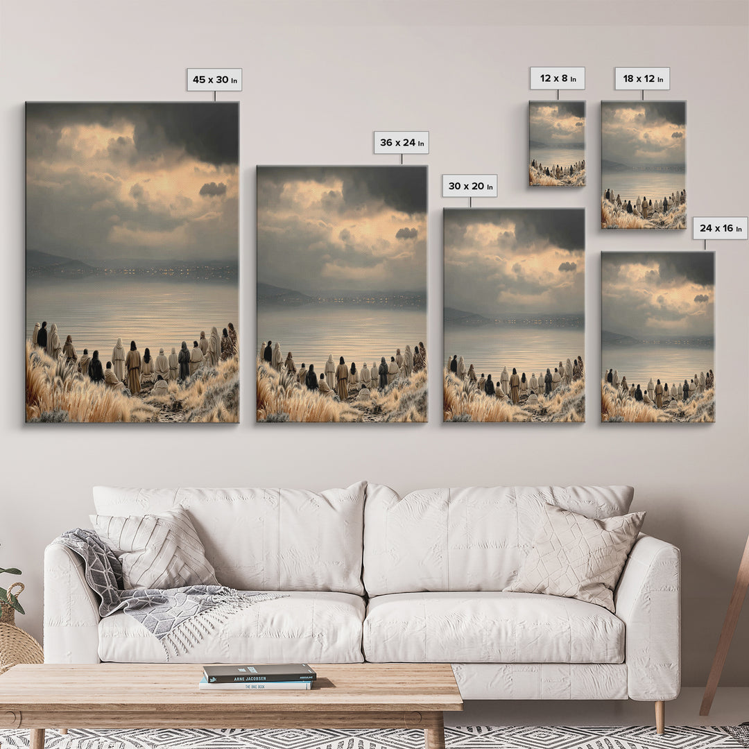 Twilight Gathering Calm, Framed Canvas Print, Christian Art Canvas, Christian Wall Art, Jesus Painting, Christian Art, Christian Decor, Moo