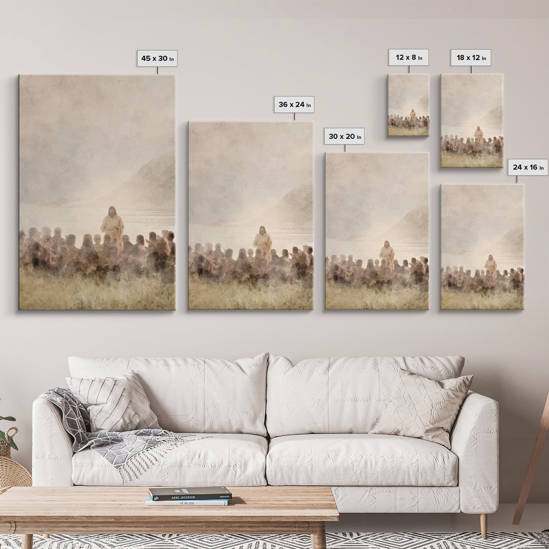 Silent Shore Message | Framed Canvas Print | Christian Wall Art | Christian Art Canvas | Jesus Painting | Christian Art | Christian Decor |