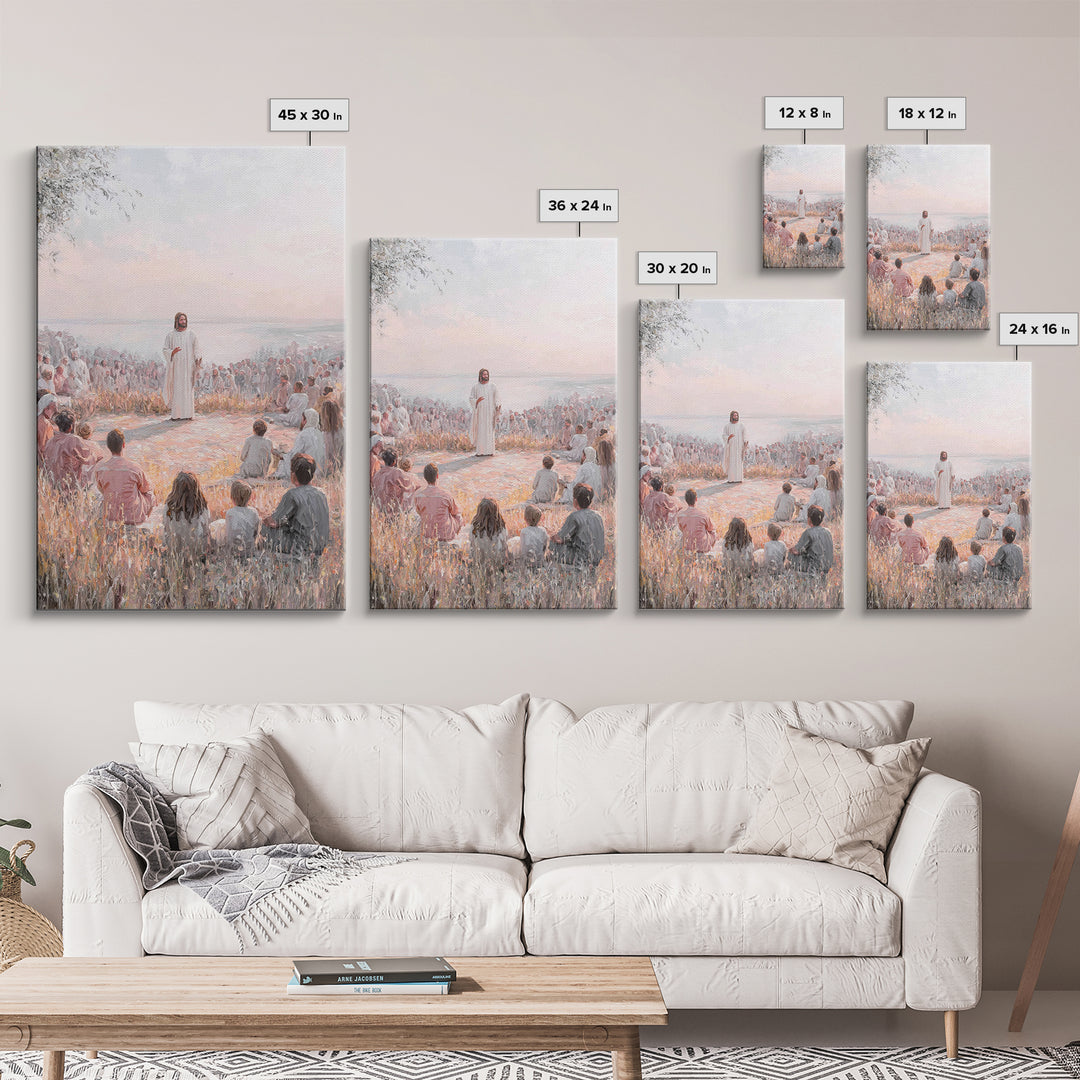 Sermon Of Light – Framed Canvas Print – Christian Wall Art – Jesus Painting – Christian Art Canvas – Christian Decor – Large Christian Pain