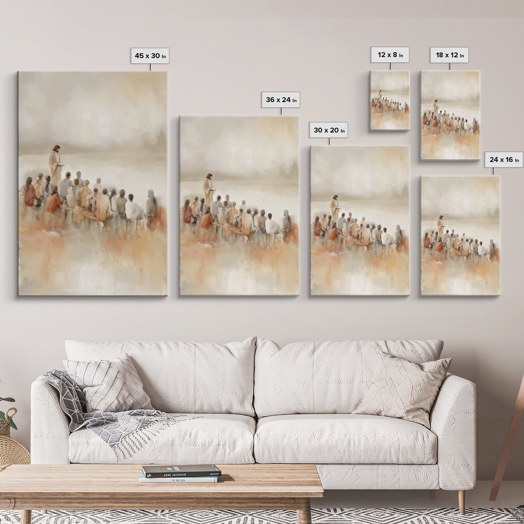 Quiet Shore Lesson – Framed Canvas Print – Christian Art Canvas – Minimalist Christian Art – Jesus Painting – Christian Wall Art – Subtle C