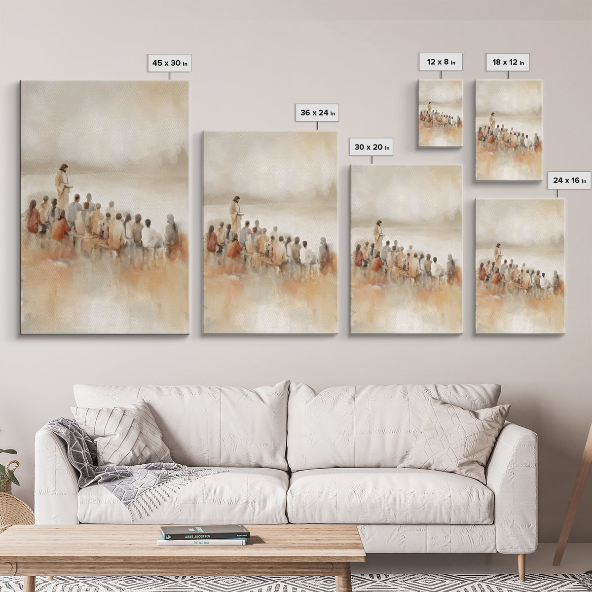 Quiet Shore Lesson – Framed Canvas Print – Christian Art Canvas – Minimalist Christian Art – Jesus Painting – Christian Wall Art – Subtle C