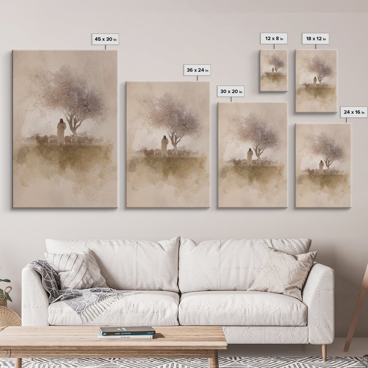 Morning Shepherd Calm – Framed Canvas Print – Christian Art Canvas – Jesus Painting – Christian Wall Art – Christian Christmas Art – Christ