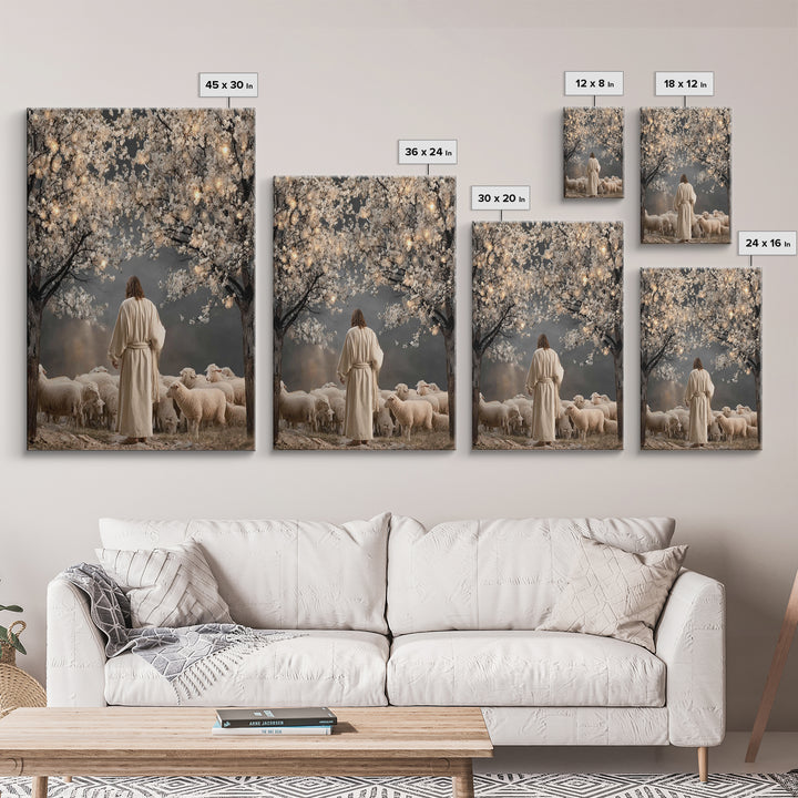 Lantern Blossom Night | Framed Canvas Print | Christian Wall Art | Jesus Painting | Christian Christmas Art | Christian Art Canvas | Moody