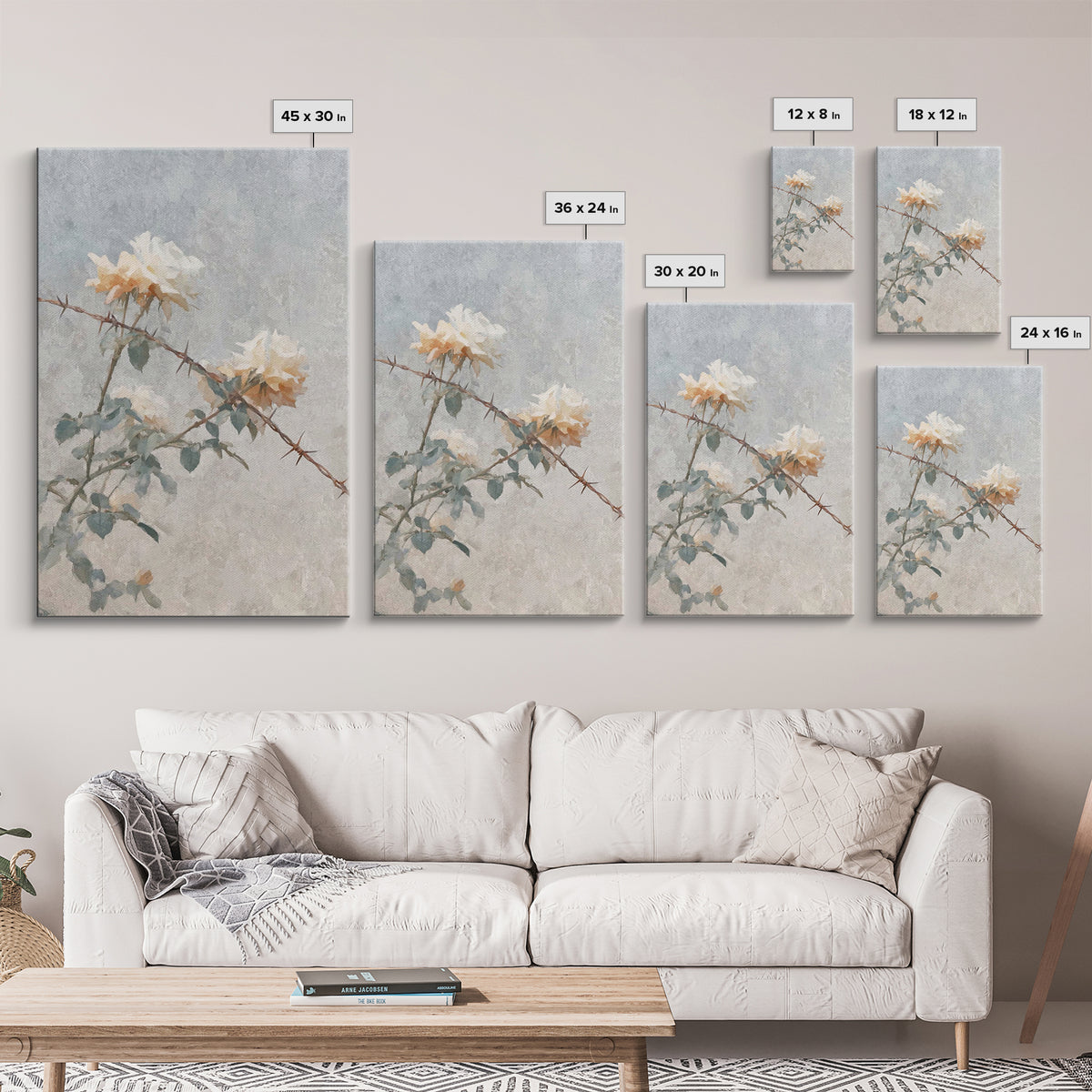Thorn And Bloom – Framed Canvas Print – Christian Art Canvas – Christian Wall Art – Christian Painting – Christian Decor – Minimalist Chris