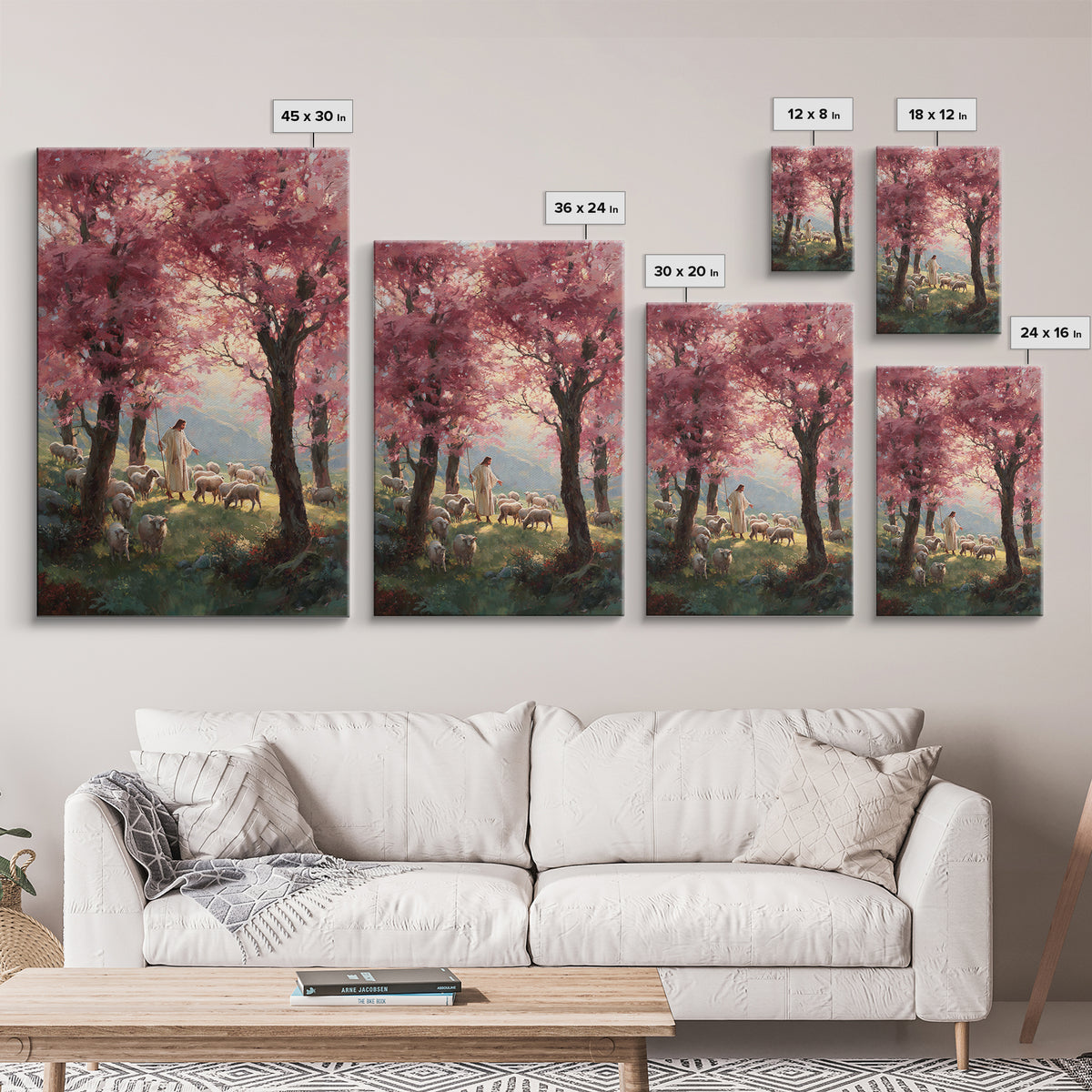 Valley Blossom Walk – Framed Canvas Print – Christian Art Canvas – Christian Wall Art – Jesus Painting – Christian Art Gift – Large Christi