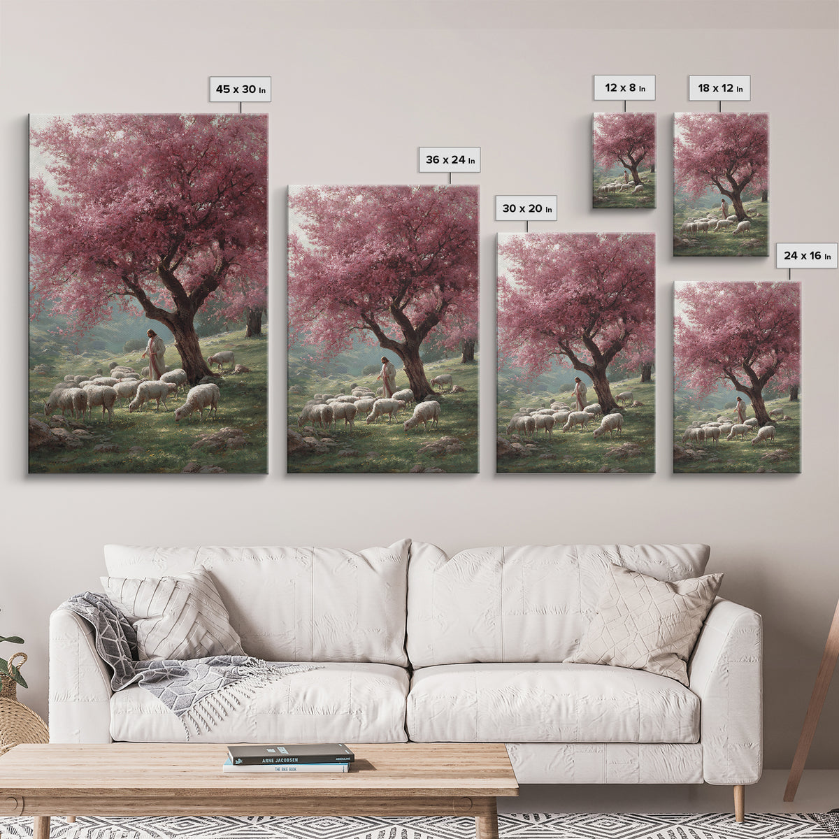 Pasture Of Peace | Framed Canvas Print | Christian Art Canvas | Jesus Painting | Christian Wall Art | Christian Christmas Art | Modern Chri