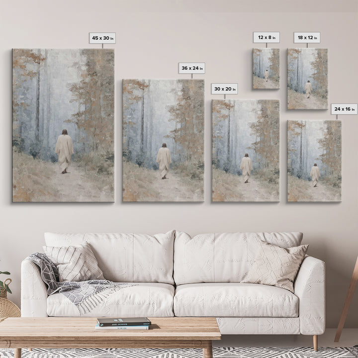 Misty Woodland Peace | Framed Canvas Print | Christian Wall Art | Minimalist Christian Art | Christian Art Canvas | Jesus Painting | Subtle
