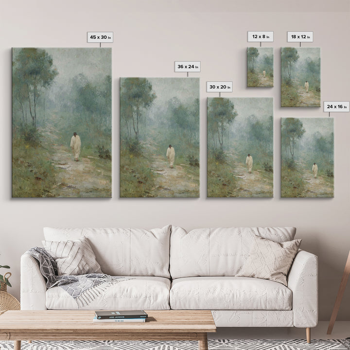 Quiet Morning Steps, Framed Canvas Print, Christian Art Canvas, Subtle Christian Art, Christian Wall Art, Jesus Painting, Christian Decor F