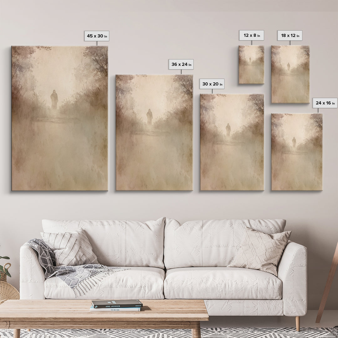 Gentle Path Light – Framed Canvas Print – Christian Art Canvas – Christian Wall Art – Subtle Christian Art – Jesus Painting – Christian Art