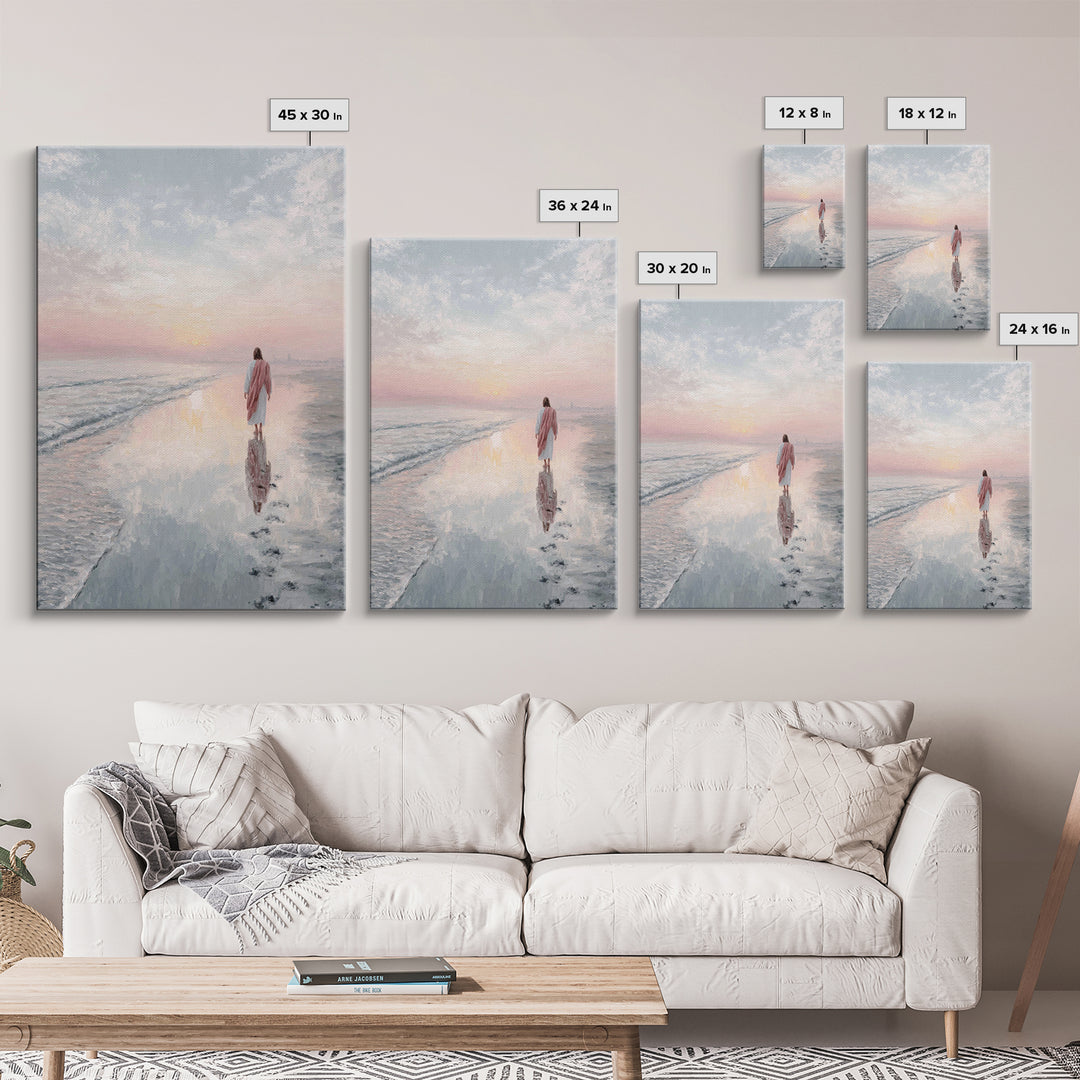 Shore Of Grace – Framed Canvas Print – Christian Wall Art – Christian Art Canvas – Jesus Painting – Christian Art Print – Christian Christm