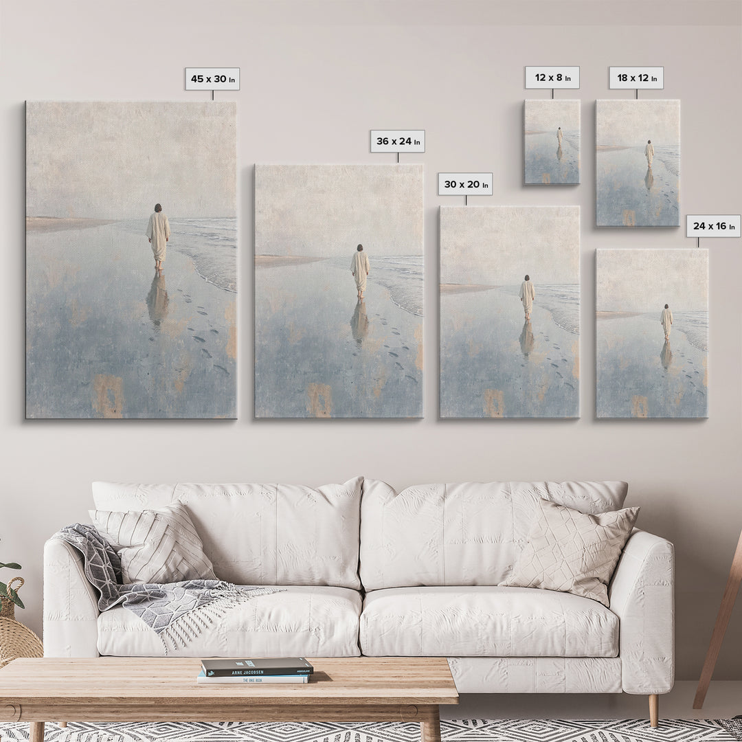 Walk Of Faith - Framed Canvas Print - Christian Wall Art - Jesus Painting - Christian Art Canvas - Minimalist Christian Art - Christian Dec