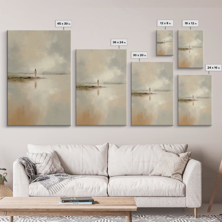Shoreline Peace Walk - Framed Canvas Print - Christian Art Painting - Jesus Wall Art - Minimalist Christian Art - Christian Christmas Decor