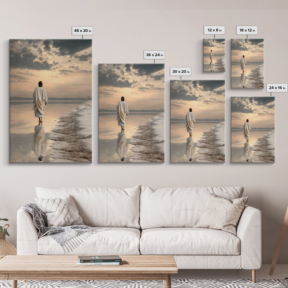 Footsteps Of Promise – Framed Canvas Print – Christian Wall Art – Jesus Painting – Christian Art Canvas – Modern Christian Art – Christian