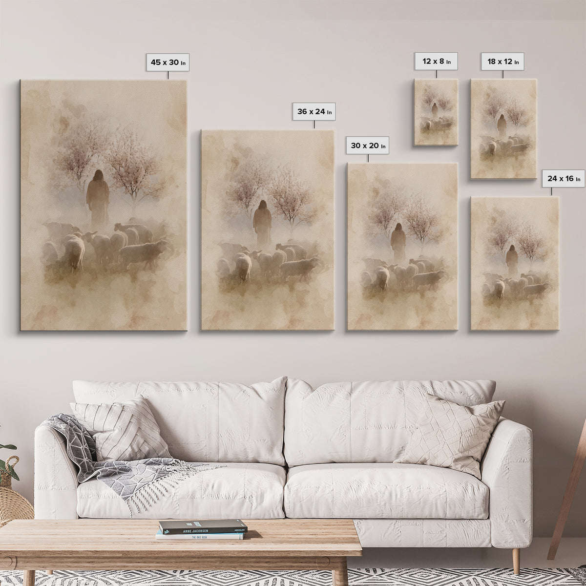 Shepherds In Bloom – Framed Canvas Print – Christian Wall Art – Christian Art Painting – Jesus Canvas Art – Vintage Christian Art – Christi
