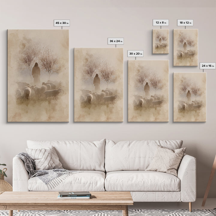 Shepherds In Bloom – Framed Canvas Print – Christian Wall Art – Christian Art Painting – Jesus Canvas Art – Vintage Christian Art – Christi
