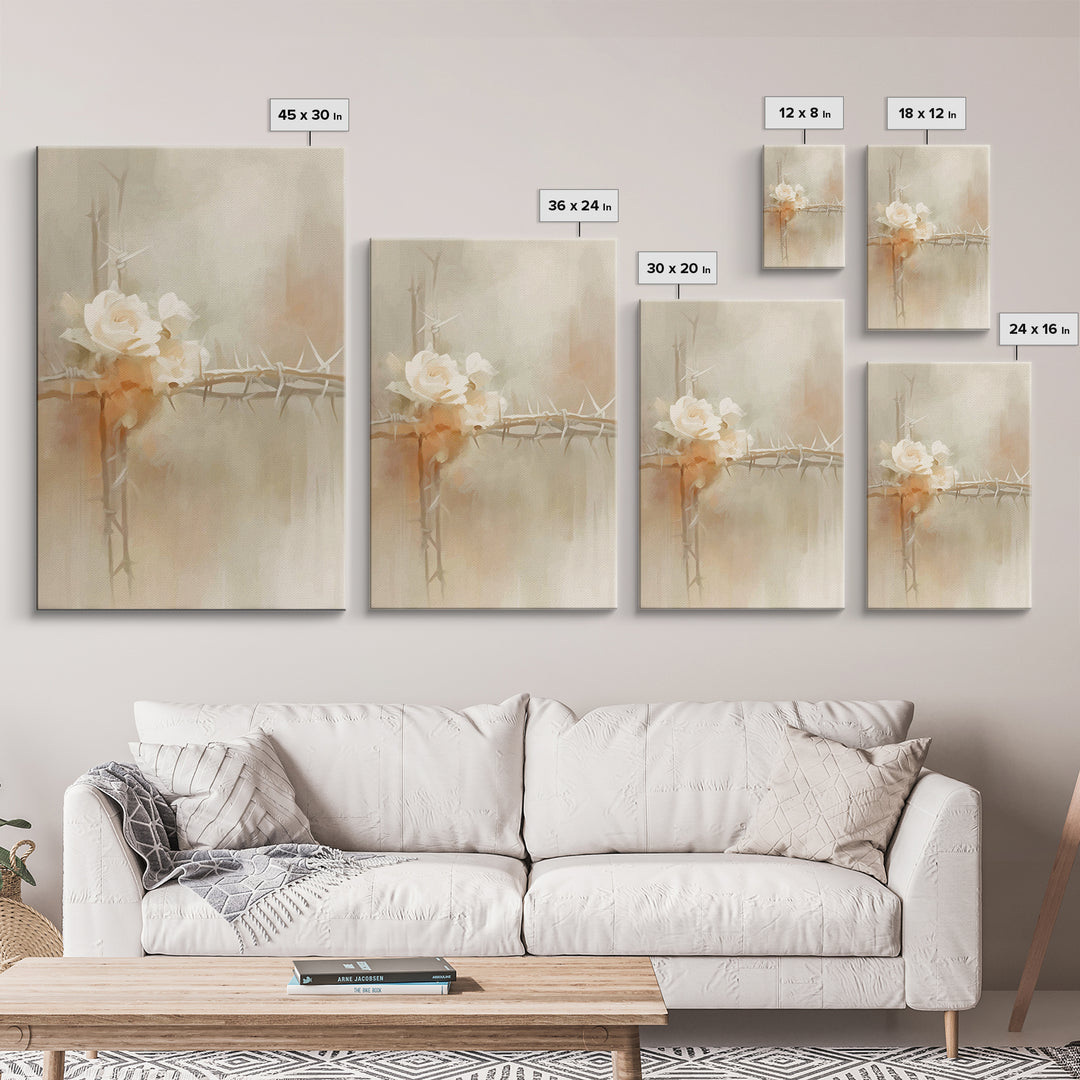 Roses Of Hope, Framed Canvas Print, Christian Art Canvas, Christian Wall Art, Subtle Christian Art, Christian Decor, Modern Christian Art