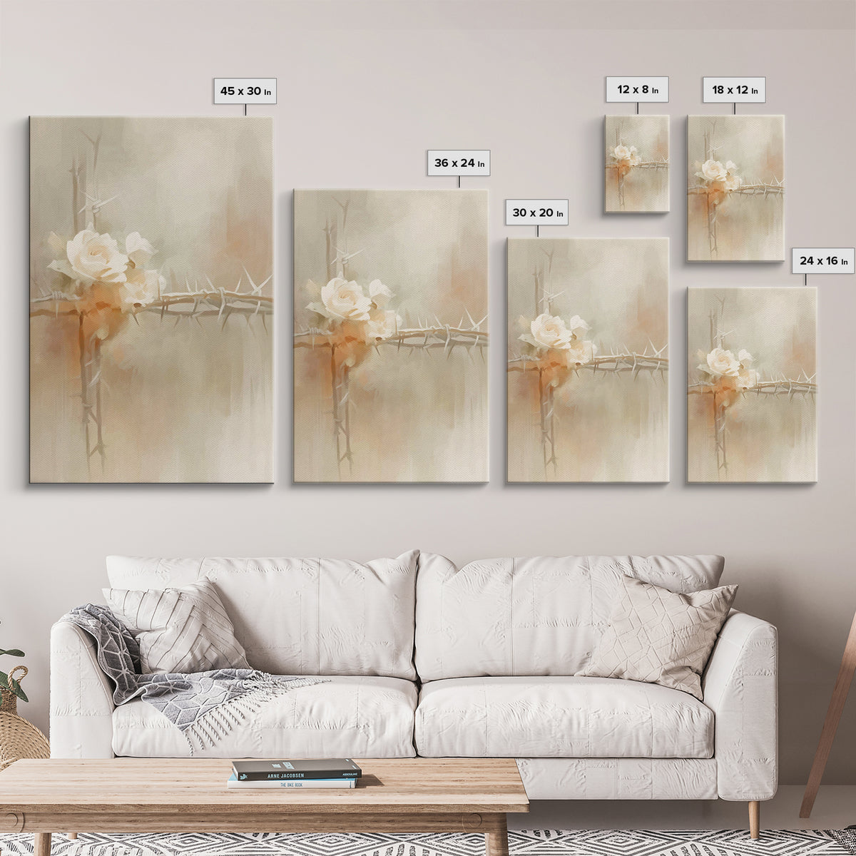 Roses Of Hope, Framed Canvas Print, Christian Art Canvas, Christian Wall Art, Subtle Christian Art, Christian Decor, Modern Christian Art