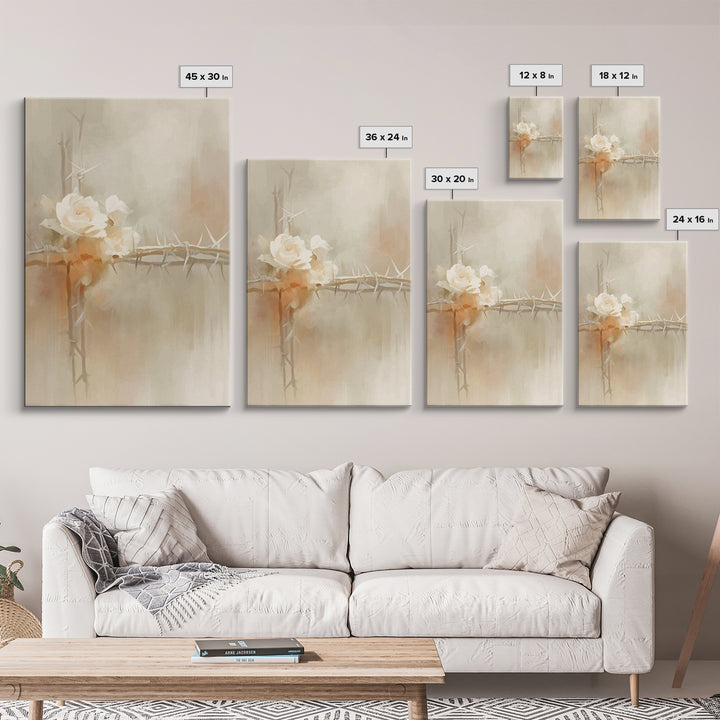 Roses Of Hope, Framed Canvas Print, Christian Art Canvas, Christian Wall Art, Subtle Christian Art, Christian Decor, Modern Christian Art