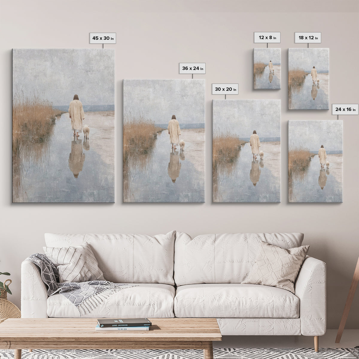 Hillside Shepherd Peace | Framed Canvas Print | Christian Wall Art | Jesus Art Canvas | Vintage Christian Art | Christian Painting | Christ