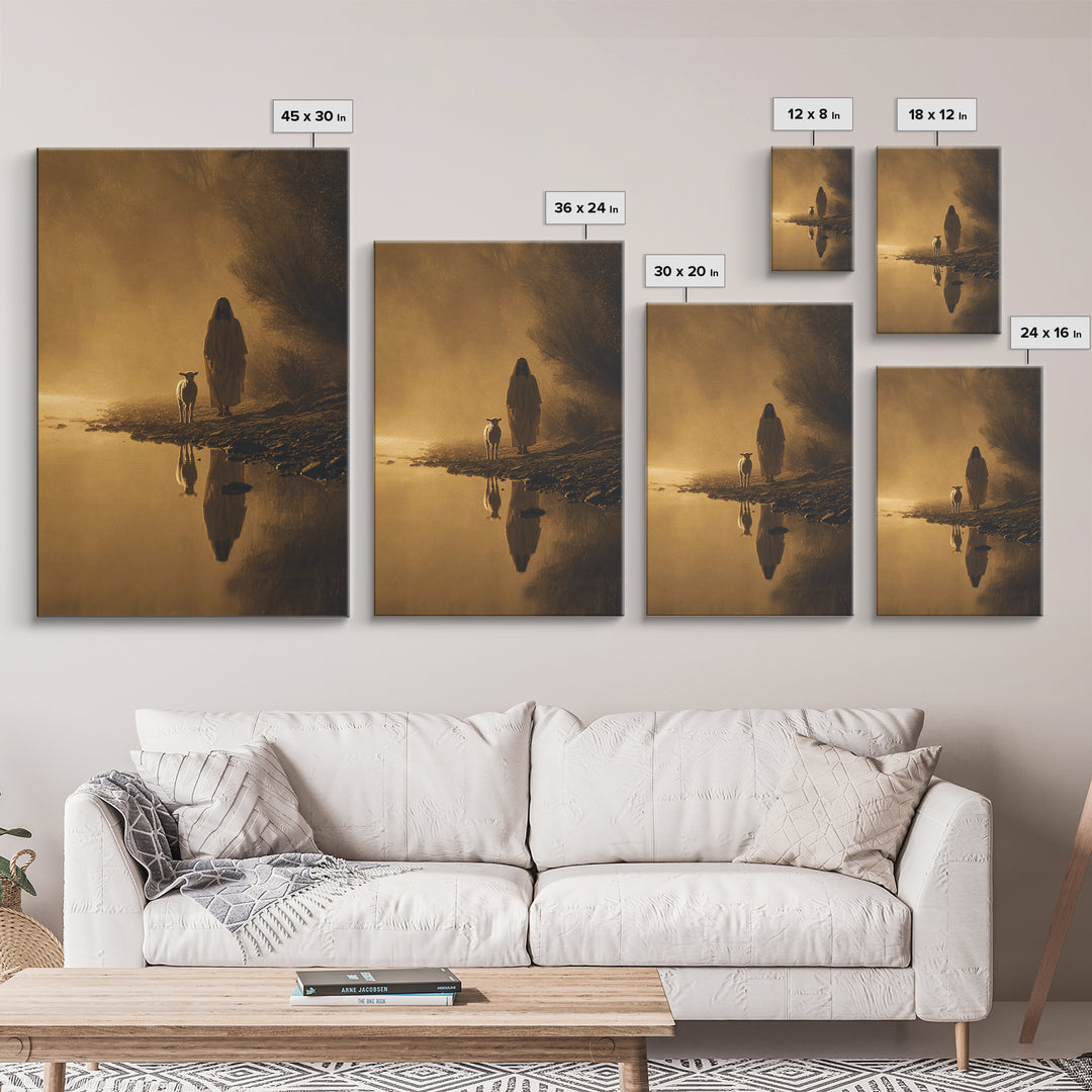 Golden Path Grace, Framed Canvas Print, Christian Wall Art, Jesus Painting Canvas, Moody Christian Art, Christian Art Canvas, Christian Chr