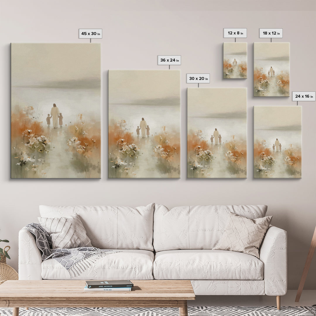 Soft Meadow Peace – Framed Canvas Print – Christian Wall Art – Jesus Art Print – Minimalist Christian Art – Christian Gift Ideas – Christia