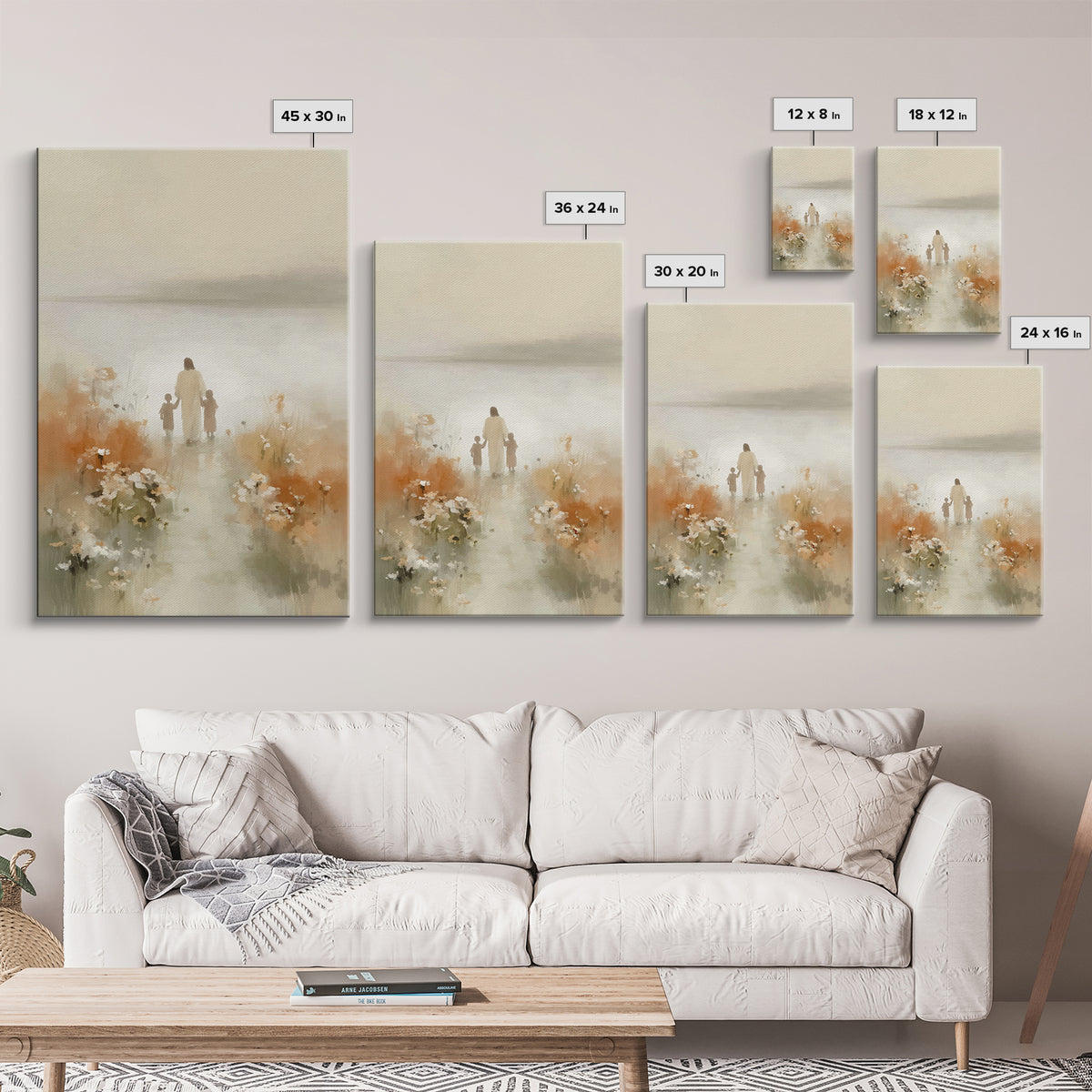Soft Meadow Peace – Framed Canvas Print – Christian Wall Art – Jesus Art Print – Minimalist Christian Art – Christian Gift Ideas – Christia