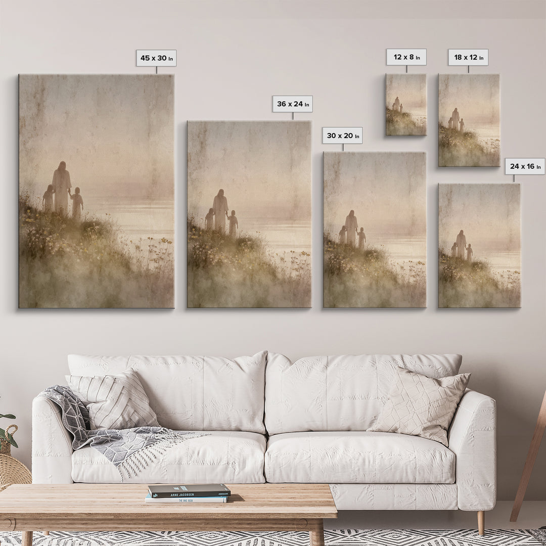 Blossoms By The Sea, Framed Canvas Print, Christian Wall Art, Jesus Art Print, Christian Art Canvas, Christian Decoration, Large Christian