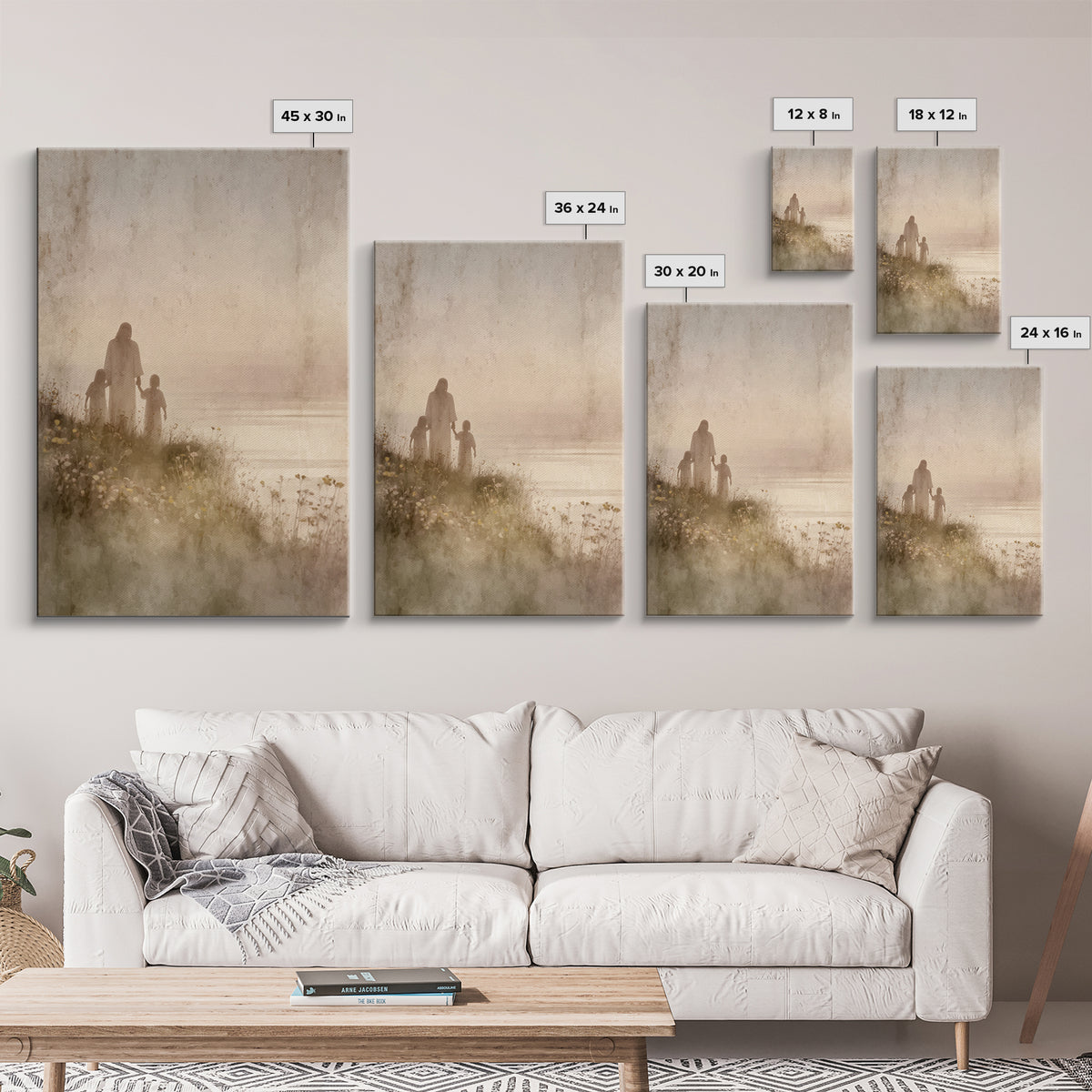 Blossoms By The Sea, Framed Canvas Print, Christian Wall Art, Jesus Art Print, Christian Art Canvas, Christian Decoration, Large Christian