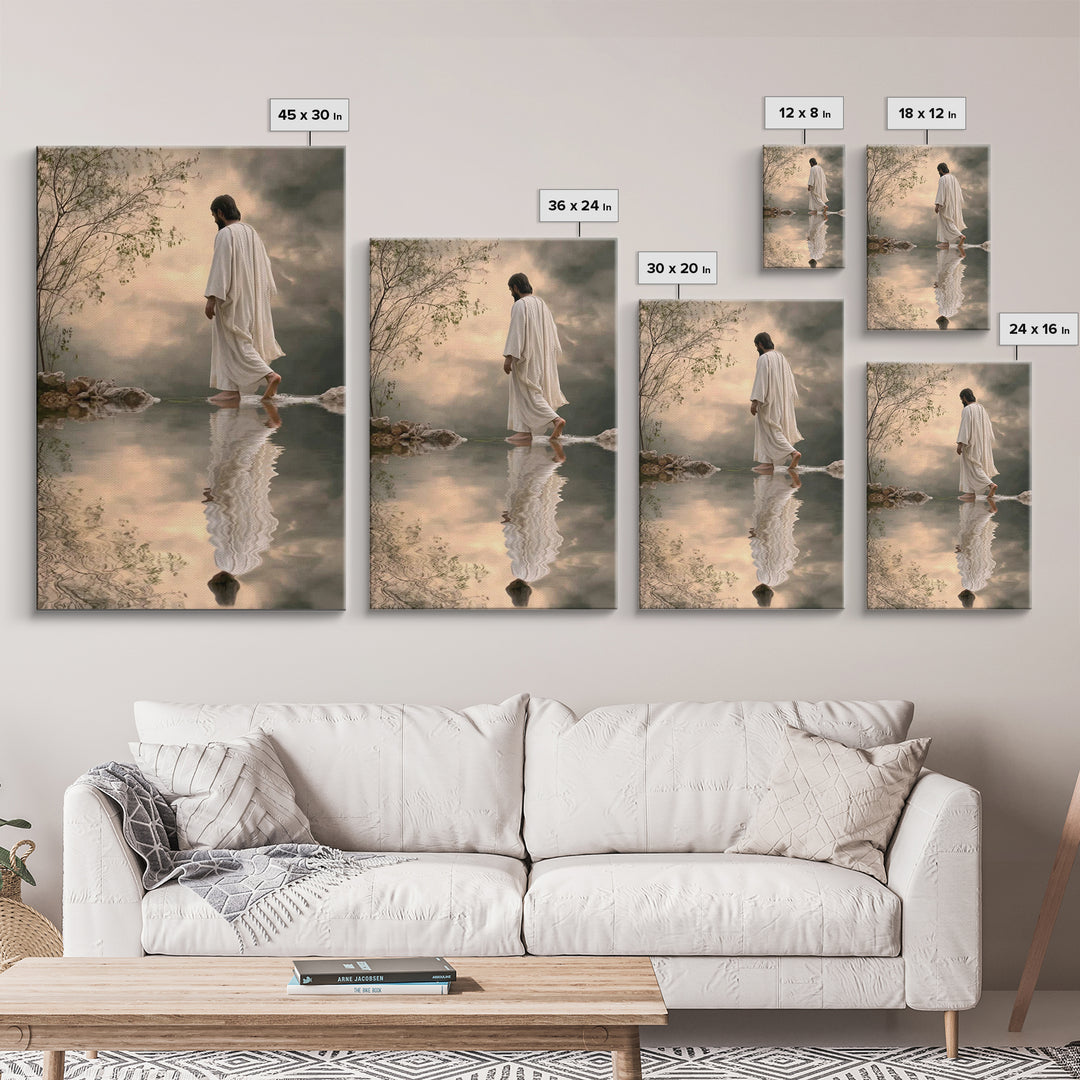 Sacred Steps Dawn – Framed Canvas Print – Christian Wall Art – Jesus Painting – Modern Christian Art – Christian Art Canvas – Christian Gif