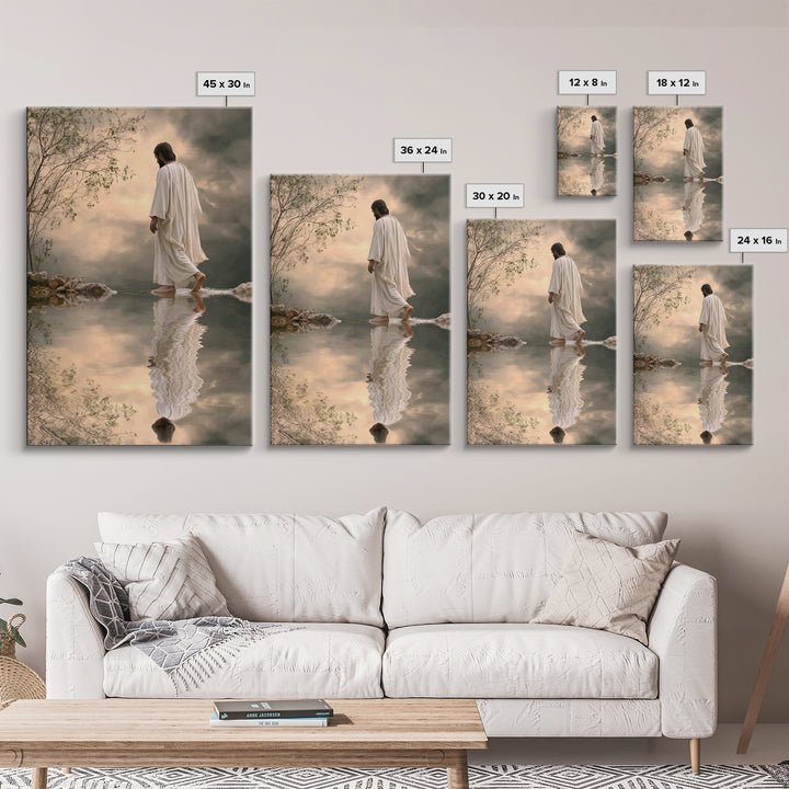 Sacred Steps Dawn – Framed Canvas Print – Christian Wall Art – Jesus Painting – Modern Christian Art – Christian Art Canvas – Christian Gif