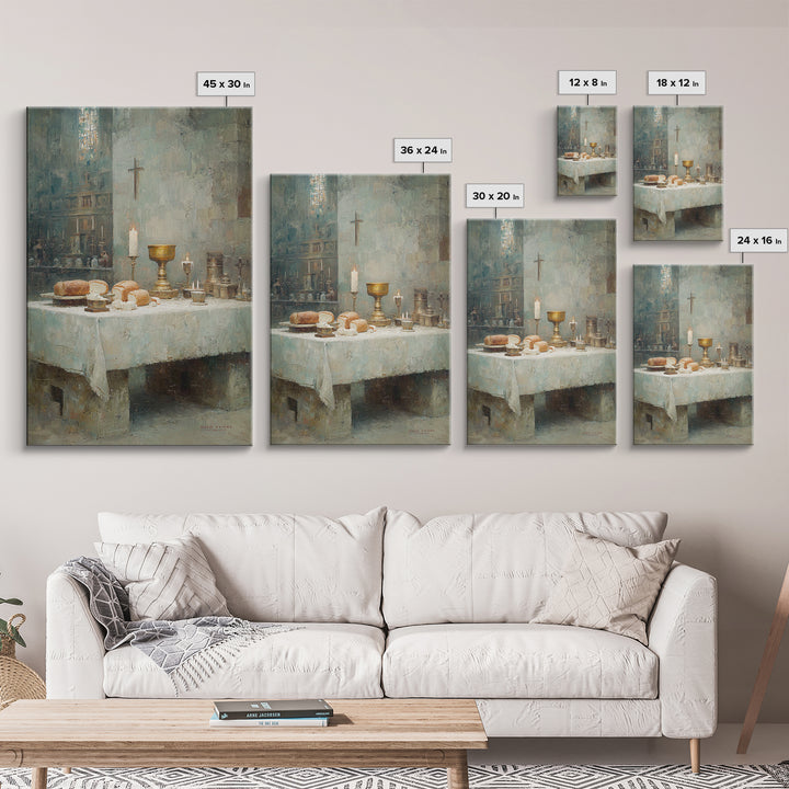 Holy Supper Glow, Framed Canvas Print, Christian Art Print, Christian Wall Art, Moody Christian Art, Christian Christmas Art