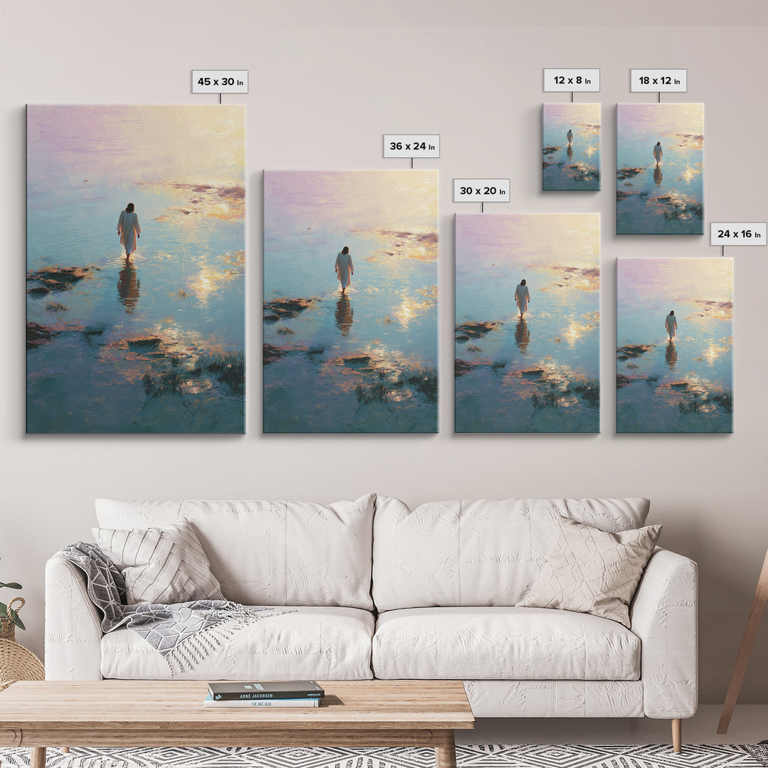 Waters Of Promise - Framed Canvas Print - Christian Art Canvas - Christian Wall Art - Jesus Painting - Modern Christian Painting