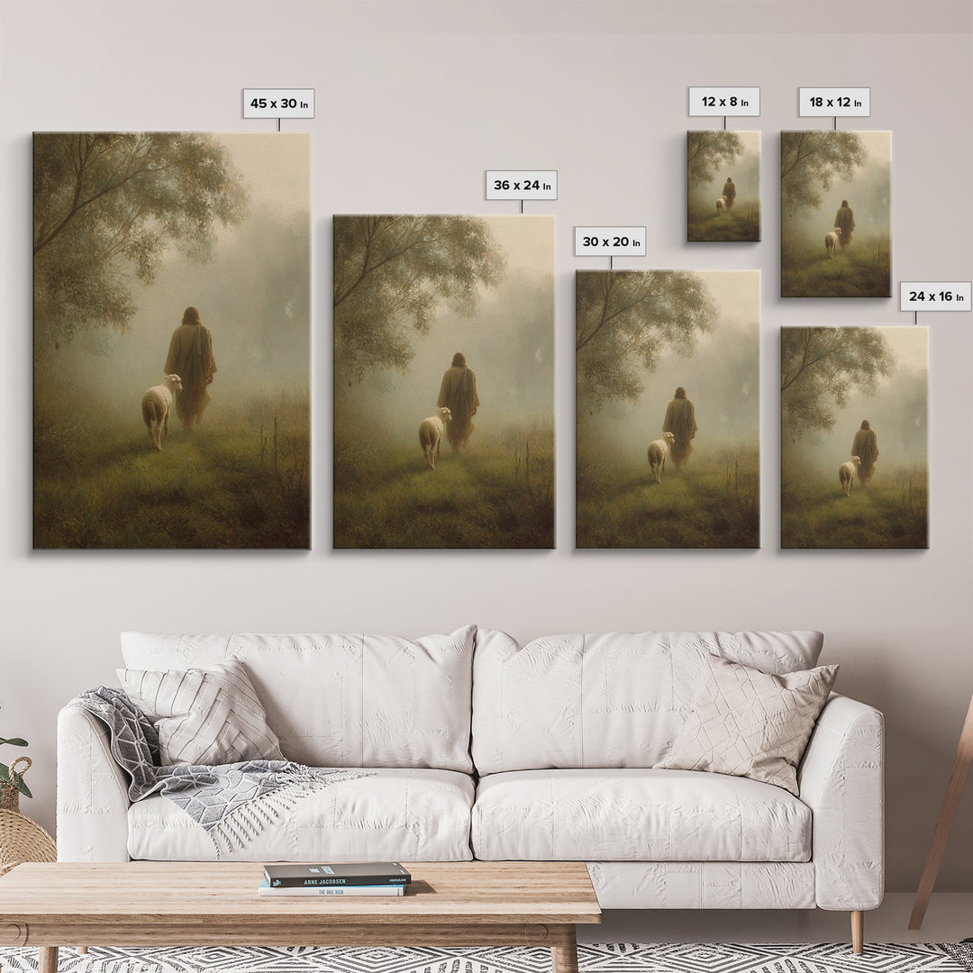 Still Pastures - Framed Canvas Print - Christian Wall Art - Christian Art Canvas - Christian Painting - Christian Decor