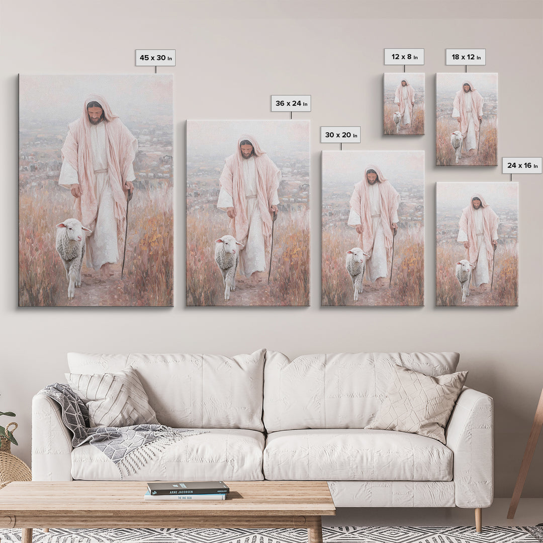 Fields Of Grace – Framed Canvas Print – Christian Wall Art – Christian Art Canvas – Jesus Painting – Modern Christian Art – Christmas Art