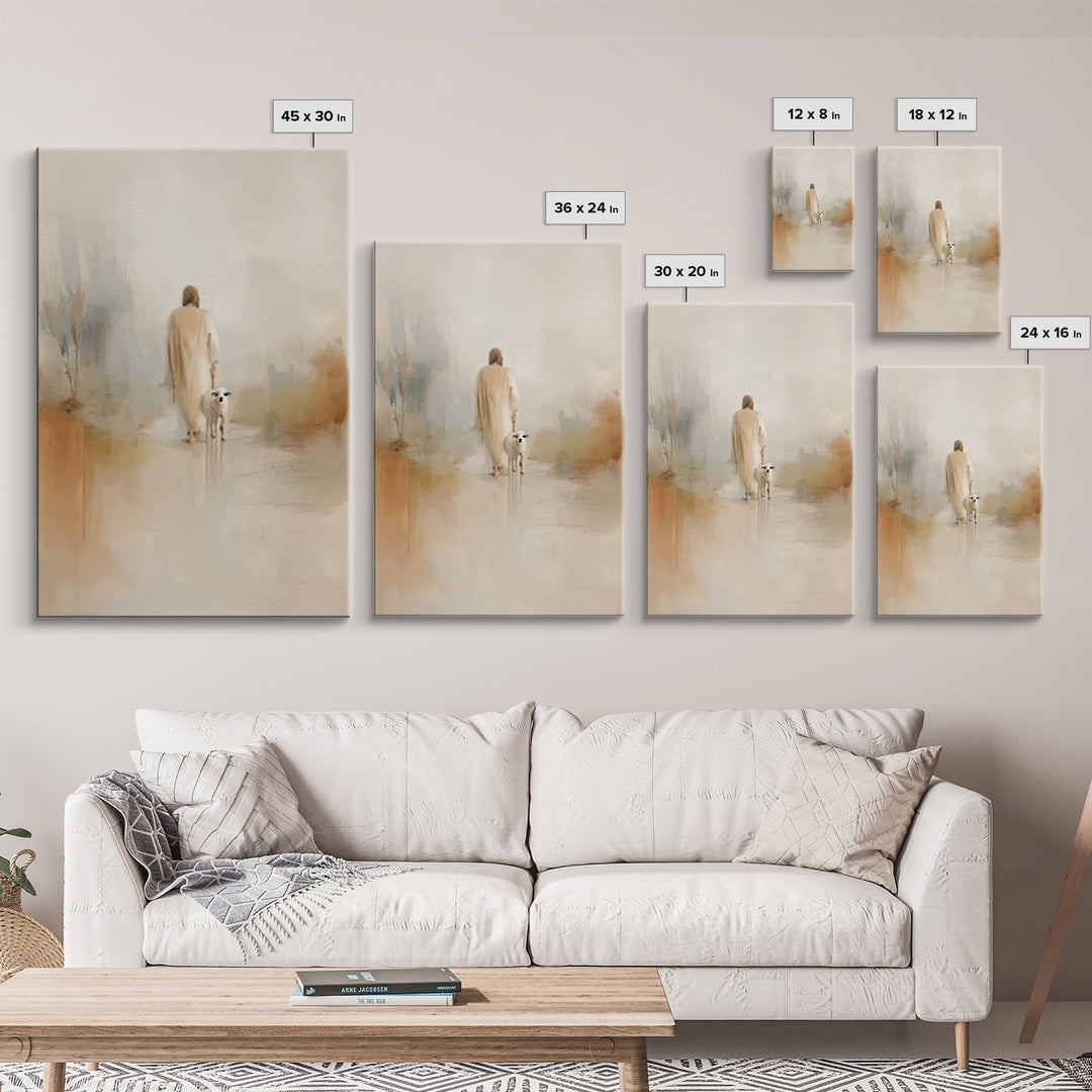 Gentle Promise – Framed Canvas Print – Christian Art Canvas – Minimalist Christian Art – Christian Wall Art – Jesus Painting – Christian Gi