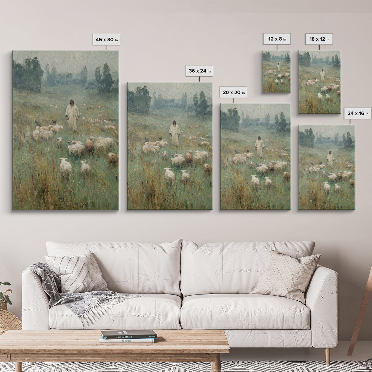 Pasture Reverence – Framed Canvas Print – Vintage Christian Art – Christian Wall Art – Christian Art Canvas – Jesus Painting – Christian De