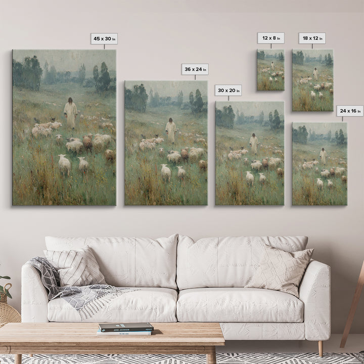 Pasture Reverence – Framed Canvas Print – Vintage Christian Art – Christian Wall Art – Christian Art Canvas – Jesus Painting – Christian De