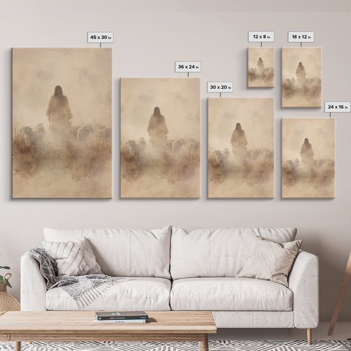 Shepherd Of Light – Framed Canvas Print – Christian Wall Art – Jesus Painting – Christian Canvas Art – Pastoral Scenery – Christian Gift Id