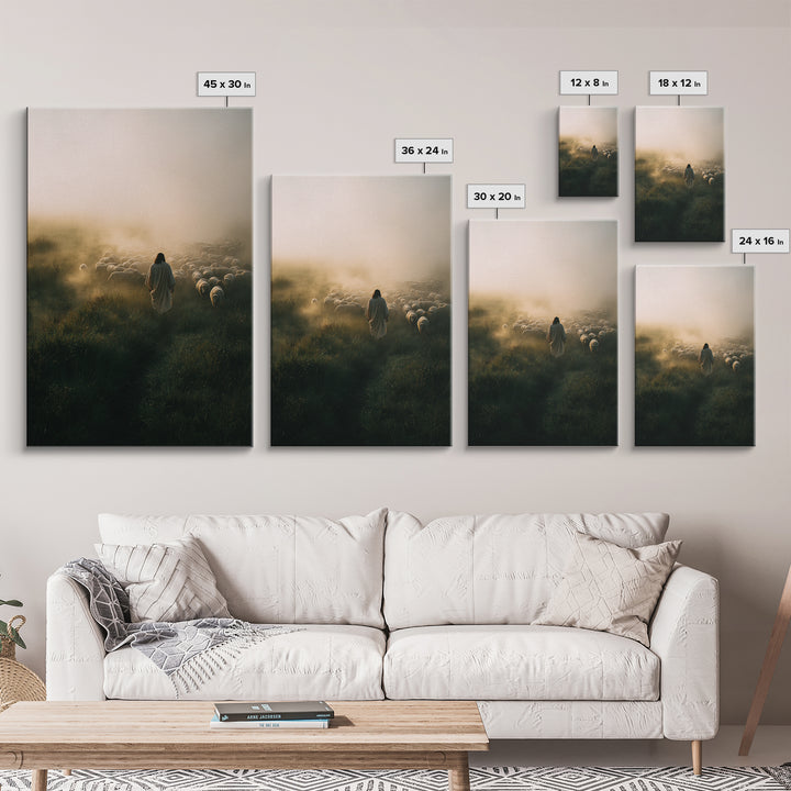 Fields Of Grace, Framed Canvas Print, Jesus Painting, Christian Art Print, Large Christian Art, Christian Wall Art, Christian Gift Ideas